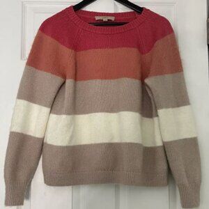 NWT LOFT Striped SWEATER Pink Orange Cream Metallic Size M Petite